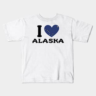 I Love Alaska State Heart Flag Kids T-Shirt